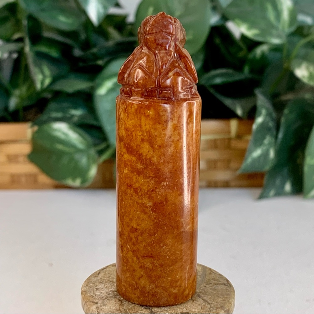 Red Chinese Shoushan Stone Seal Stamp Chop Statue Mythical Beast Horse Dragon 3"